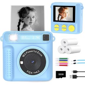 Instant Print Camera for Kids - Kids Digital Camera for Age 3-5, Instant Cameras That Print Photos for 4 5 6 7 8 9 10 Year Old Girl Birthday Gift (Blue)
