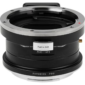 Fotodiox Pro Lens Mount Shift Adapter - متوافق مع عدسة بنتاكس 645 (P645) إلى جسم كاميرا فويفيلم G -Mount (GFX) بدون مرآة