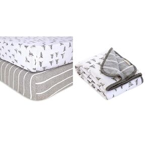 Burt's Bees Baby - Fitted Crib Sheet, Girls & Unisex 100% Organic Cotton & Reversible Blanket, Nursery, Stroller & Tummy-Time Organic Jersey Cotton