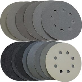 S&F STEAD & FAST 5 inch Wet Dry Sanding Discs Hook & Loop 80 120 180 220 400 600 800 1000 1500 2000 3000 Grit 54+60 Pcs