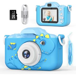 Kids Camera Instant Print, 1080P HD Toy Camera Gifts for Aged 3-12 Years Old Boys Girls Children, Portable Child Camera with Unicorn Silicone Cover, Christmas & Birthday Gifts, 32GB SD Card (Blue)