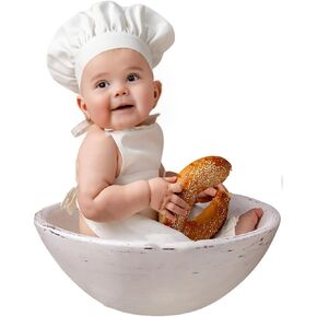 Baby Photography Prop, 2 PCS Baby Chef Outfit for 6-24 Months, Chef Hat and Apron Photo Props Costume with Box for Photoshoots Posing (Boy)