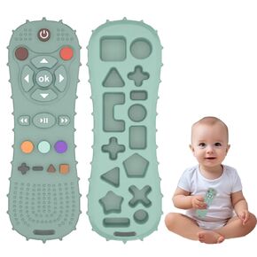 Silicone Baby Teether Toys, Teething Toys for Babies 6-12 Months, TV Remote Control Shape Teethers Toys for Babies 3-6 12-18 Months, Boys Girls Bath Chew Toys Gifts, Relief Baby Teething Toy, Green