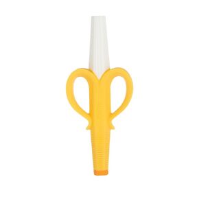 Nuby Banana Hollow Tube Silicone Teething Toy - Gum Massaging Baby Teething Relief Toy for 3+ Months