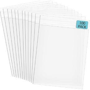 LOTMER 100 PACK Acid-Free Crystal Clear Sleeves Storage Bags, 8.5x12 Inch Sealed Plastic Bags for 8x10 Photos, Poster, File