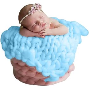 Newborn Photography Props Blanket, 50 * 50cm Hand-Knitted Crochet Newborn Photography Props Blanket Basket Filler Newborn Baby Photography Props for Boys Girls