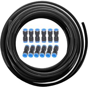 Beduan 1Pcs Pneumatic Tubing Pipe 5/32" OD Black with 12 Pcs 5/32" Tube OD Push to Connect Fitting