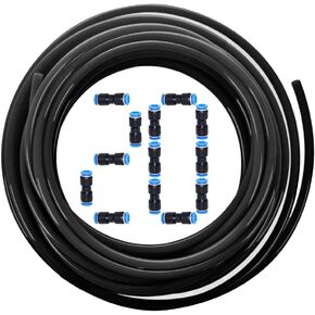 Beduan 1Pcs Pneumatic Tubing Pipe 5/16" OD Black with 20 Pcs 5/16" Tube OD Push to Connect Fitting
