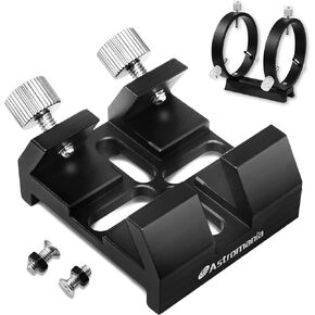Astromania Adjustable Guiding Scope Ring Set with Plate - Bundle with - Universal Dovetail Base
