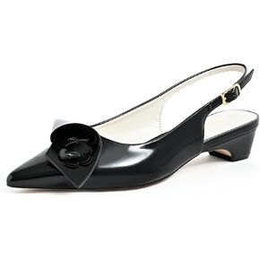Slingback Heels Pumps for Women Closed Pointed Toe Low Chunky Heels Flowers Block Heel Dress Shoes Comfortable Ankle Strap Heeled Sandals