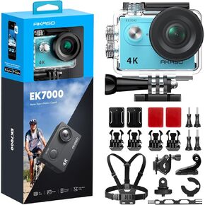AKASO EK7000 Action Camera with Ski Accessories Kit Bundle