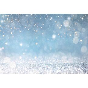 7x5ft Blue Bokeh (Not Glitter) Backdrops Birthday Party Abstract Golden Sparkling Spots Photography Background Baby Shower Wedding Prom Graduation Party Bokeh Decor Banner Photoshoot Props