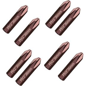 ph3 بت ، 8 pcs ph3 phillips بت مع 5/16 "(8 مم) سداسي سداسي ، 36 مم طول s2 سبيكة الصلب ph3 بتات مجموعة كبيرة
