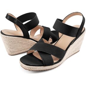 Ablanczoom Espadrilles Wedge Sandals for Women: Dressy Open Toe Ankle Strap Wedges Heels for Womens Comfortable Platform Sandal
