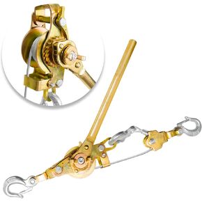 Come Along 2 Ton Cable Winch Puller Double Rope 6.56Ft Heavy Duty Hand Puller 2200LB with Wire Gripper Cable Ratchet Puller W/Double Metal Gear for Lifting Pulling