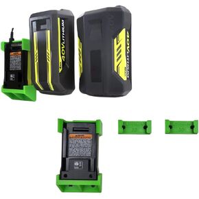 Wall Mount for Ryobi 40V Charger and Battery, Compatible with OP404 Charger. 1x Charger Mount and 2X Battery mounts