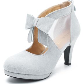 LIURUIJIA Womens Platform High Heels Bow Pumps Cutout Mesh Panel Wedding Work Party Dress Shoes