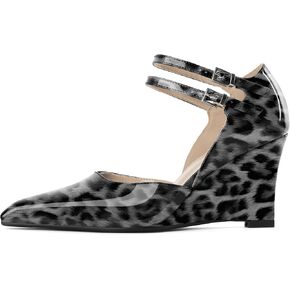 Women's Wedge Heel Pumps High Heel Pumps Stylish Pointed Toe Heels for Women Comfortable Wedge Heels Office Dressy 3.4 Inch Mary Jane Shoes