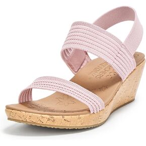 Skechers Women's Beverlee-Sheer Luck Wedge Sandal, Pink, 13