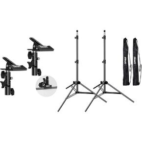 EMART 7 Ft Light Stand for Photography, Portable Photo Video Tripod Stand x 2 Pack +Photography Reflector Holder x 2 Pack for for Speedlight, Flash, Softbox, Umbrella, Strobe Light, Camera, Photograpy