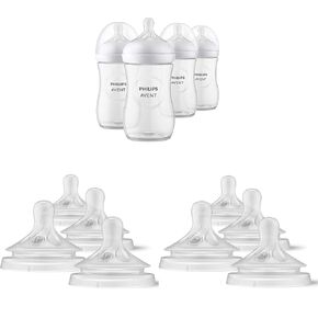 Philips AVENT Natural Baby Bottles with Natural Response Nipples, Clear, 9oz, 12pk (SCY903/04, SCY961/04, SCY962/04), Anti-Colic, Newborn, Polypropylene