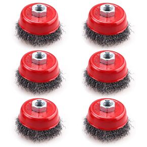 4" Twisted Knotted Wire Cup Brush for Angle Grinders, with 5/8"-11 Arbor for Heavy Cleaning Rust, Stripping and Abrasive (6 Pack)