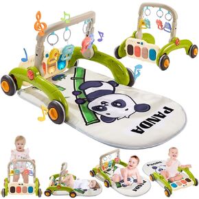 Baby Play Gym Walker Kick and Play Piano Gym Musical Tummy Time Mat for Boys Girls Infant Newborn Gifts (Panda)