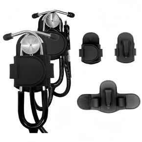 2 Pieces Stethoscope Holder Clip，Premium Leather Stethoscope Holder Hip Clip，Lightweight Portable Stethoscope Holster with Medical Flashlight Clip for Nurses Physicians (Black&Black)