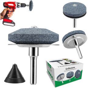 【New】LawnMower Blade Sharpener with Steel Backing 3Pack,Universal Multi-Sharp Rotary Lawn Mower Blade Sharpener and Free Balancer for Any Power Hand Drill,high temperature resistance and hardness