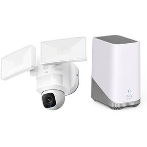 eufy Security S380 HomeBase (HomeBase 3),eufy Edge Security Center + Floodlight Camera E30, Security Camera Outdoor, 360° Pan and Tilt, 2K Video