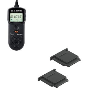 JJC Intervalometer Timer Remote & 2-Pack FA-SHC1M Hot Shoe Cover Cap for Sony A6000, A6100, A6300, A6400, A6500, A6600, A7R, A7R II, III, IV, V, A7S, A7S II, III, ZV-1, ZV1, FX3, FX30 & More Cameras