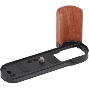 XT50 Retro Wooden Handle Grip for Fujifilm, Vintage L-Shaped Micro Camera Mounting Baseplate, Metal Frame Quick Release L Plate Grip for FUJIFILM XT50 Camera Accessories (Silvery)