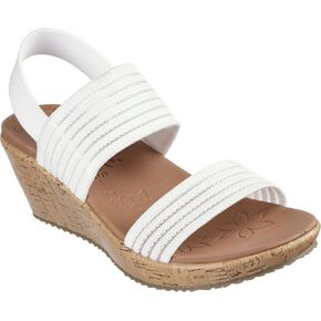 Skechers Women's Beverlee-Sheer Luck Wedge Sandal, White, 6