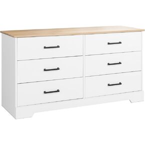 Prepac Double Drawer Dresser, 17.5" D x 59" W x 29" H, White