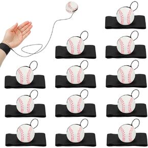 12/24/48 PCS Wrist Rebound Ball 1.85 Inches Return Ball Retractable Ball Rubber Sport Ball Return Balls with Strap and Elastic String Wrist Ball for Teens Adults Wrist Exercise Play