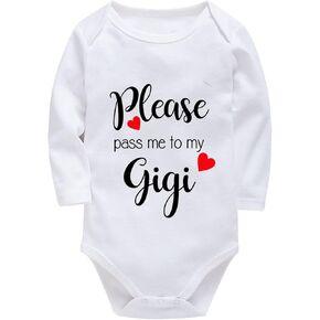 Please Pass Me To My Gigi Newborn Baby Outfits Long Sleeve Coming Home from Hospital Outfit Girl White Girl Take