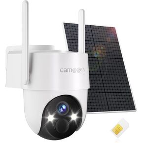 4G LTE Cellular Solar Security Camera Wireless Outdoor, No WiFi Security Camera, 360° View, 2K Night Vision, PIR Detection, 2 Way Audio, Motion Alerts, Built in SIM Card for Jobsite Dock Garage Barn