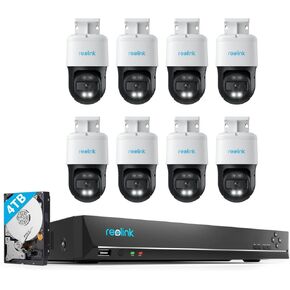 REOLINK 4K PTZ Cameras Cameras System ، IP Poe Outdoor Cameras ، 355 ° PAN و 90 ° TILT ، ZOOM الرقمية ، تتبع تلقائي ، اكتشاف ذكي ، 8x RLC-830A حزمة 1x RLN16-410 NVR مع 4TB HDD