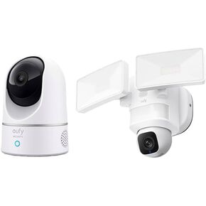 eufy Security Indoor Cam E220, Pan & Tilt, 2K Indoor Security Camera + Floodlight Camera E30, Security Camera Outdoor, 360° Pan and Tilt, 2K Video