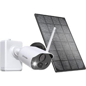 ZOSI C306 Pro 3MP 2K Wireless Solar Security Camera Outdoor - Battery/Solar Powered, Color Night Vision, PIR Motion Detection, 2-Way Audio, Spotlight Alarm, Cloud/SD Storage (No SD Card Included)