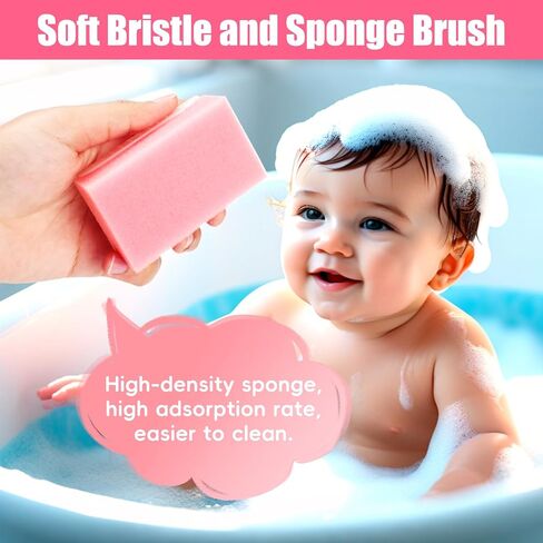 Cradle Cap Brush for Babies, 5Pcs Cradle Cap Treatment Set with Soft Bristle Brushes Silicone Scrubber Fine-Tooth Comb for Newborn Bathing Essentials Baby Brush and Comb Set (Pink) in Kuwait