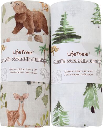 Lifetree Muslin Moaddle بطانيات محايدة ، حضانة تقويم الأسعار للأطفال تتلقى بطانية للبنين والبنات ، 70 ٪ من الخيزر in Kuwait