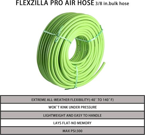 Air Hose 3/8 in. x 100 ft., Heavy Duty, Lightweight, Kink Resistant, Hybrid Air Compressor Hose with 1/4 in. Male Fittings, 300 PSI in Kuwait