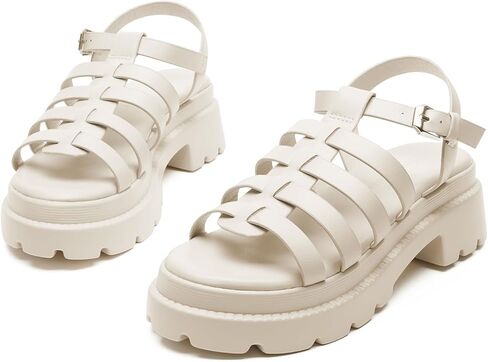 FUNKYMONKEY Women's Roman Style Open Toe Platform Sandals With Adjustable Ankle Strap Thick Soled Comfort Shoes in Saudi Arabia
