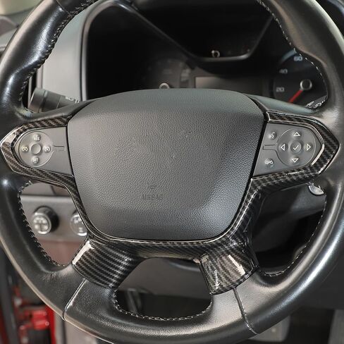 حافة عجلة القيادة Linskip متوافقة مع ملحقات Chevy Colorado 2014-2022 و2018-2023 شيفروليه ترافيرس، غطاء عجلة القيادة لملحقات كولورادو الداخلية (ألياف الكربون الأسود) in Saudi Arabia
