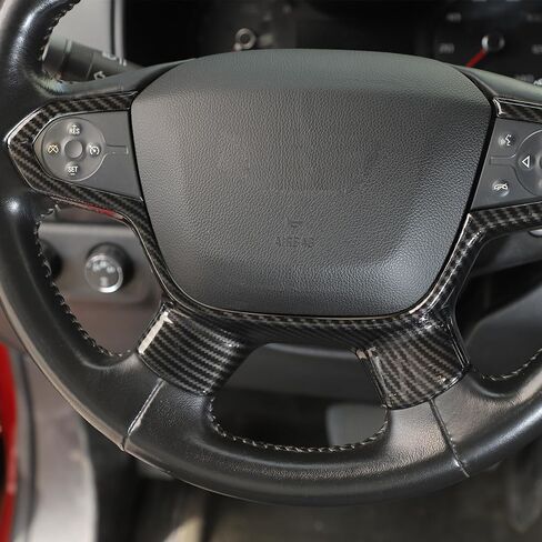 حافة عجلة القيادة Linskip متوافقة مع ملحقات Chevy Colorado 2014-2022 و2018-2023 شيفروليه ترافيرس، غطاء عجلة القيادة لملحقات كولورادو الداخلية (ألياف الكربون الأسود) in Saudi Arabia