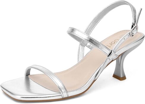 Women's Strappy Kitten Heel Sandals Square Open Toe Low Heel Buckle Ankle Strap Comfortable Fashion Wedding Party Dressy Shoes in Saudi Arabia