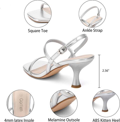 Women's Strappy Kitten Heel Sandals Square Open Toe Low Heel Buckle Ankle Strap Comfortable Fashion Wedding Party Dressy Shoes in Saudi Arabia