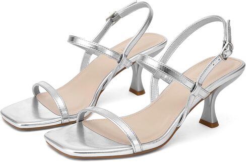 Women's Strappy Kitten Heel Sandals Square Open Toe Low Heel Buckle Ankle Strap Comfortable Fashion Wedding Party Dressy Shoes in Saudi Arabia