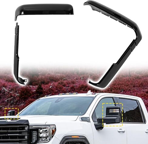Chromed Door Side Mirror Covers,Exterior Rearview Mirror Half Top Caps,Upper Part Left Right Side Back Sight Mirror Cover fit for Chevy Chevrolet Silverado 1500 GMC Sierra 1500 2019-2024,2PCS in Saudi Arabia
